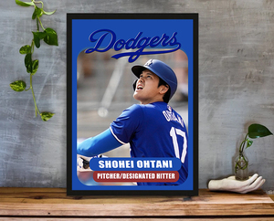 ND5-大谷翔平　A4ポスター　MLB　LA　ドジャース　デコピン　デコイ　額装付き　野球　インテリア