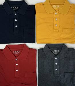 4枚まとめて！　　CECILE/セシール　　半袖ポロシャツ　　ポケット付　　サイズL　　快適な綿100％　　レッド/グレー/ネイビー/イエロー