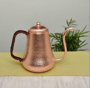 高級感満載！純銅 大容量コーヒーポット制コーヒー器具銅イメージ紫銅ハンマー紋コーヒーポット細口ポットコーヒーポット900ML 