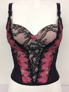 ★美品★マルコ 補正下着 1/2ロングブラジャー 70 カリーユ ブラック ピンク 黒 大きいサイズ 着痩せ 矯正下着 補整下着 №5