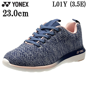 L01Y ネイビーピンク 23.0cm ヨネックス YONEX パワークッション ウォーキングシューズ レディース 3.5E ファスナー付き 軽量 スニーカー.