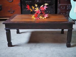 竹の天板 素敵なローテーブル 昭和前期　古録展 送料別 Gサイズ　中古 品番F4031