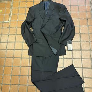 《新品》礼服 シングル 2Bスーツ サイズ AB4 2タック ブラック フォーマル 冠婚葬祭 毛 100% 日本製 ウェスト調整ワンタッチ アジャスター