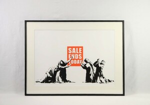 真作 バンクシー 英国WCP社版シルクスクリーン「SALE ENDS」画寸 69cm×48cm POWのエンディングを飾る 消費主義を象徴的に表現 Banksy 7546