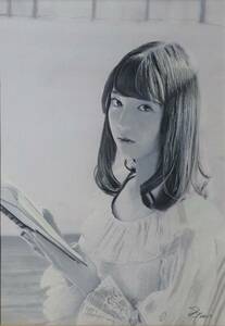 『作品3939』S.Tomo氏直筆色鉛筆画 超美品 美人画 新品額装