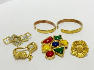 1円スタート / KENZO courreges HANAE MORI ブローチ SABONA LODON ブレスレット バングル ゴールドカラー アクセサリー まとめ