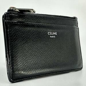 CELINE フラグメントケース コインケース 小銭入れ カードケース シルバー金具 カードケース セリーヌ レザー ブラック 黒 財布 男女兼用