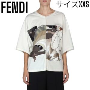 【美品】2021年製 フェンディ FENDI ドッキング デザイン Tシャツ カットソー オーバーサイズ ドロップショルダー コットン 半袖 刺繍