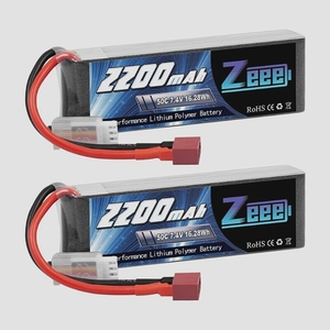 送料無料★ゼエエ Zeee 7.4V 50C 2200mAh 2S リポバッテリー Tプラグ付 ラジコンバッテリー（2パック）