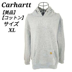 カーハート Carhartt 美品 長袖パーカー プルオーバー トップス スウェットパーカー フーディ フード付き グレー XL 大きいサイズ メンズ