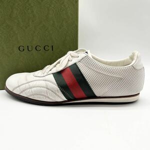 激安！ 1円 【美品】 GUCCI グッチ 【圧倒的高級感】 メンズ スニーカー ローカット シューズ 靴 シェリーライン メッシュ ホワイト 白 