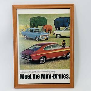 『 GM　ゼネラルモータース ～小型車に注目が・・～　』ビンテージ 広告　60年代　フレーム 付 ポスター 当時物 額付 LIFE 雑誌
