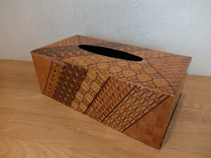 寄木細工 ティッシュケース 木製 ティッシュボックス ティッシュ箱　中古