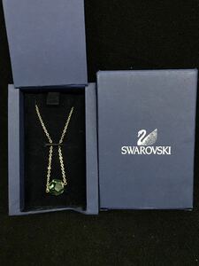 C866★SWAROVSKI スワロフスキー ネックレス グリーン×ゴールド 正規品 箱付き 