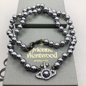 Vivienne Westwood ヴィヴィアン ウエストウッド オーブ パール チョーカーネックレス ガンメタ