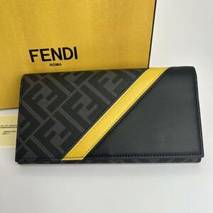 極美品【FENDI】フェンディ 長財布 7M0264 サフィアーノ ズッカ 小銭入れ 箱付き 国内正規品