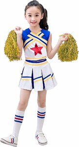 [LOLANTA] 子供服 チアガール チアウェア ダンス服 キッズ 女の子 ショートスカート コスプレ 新体操 コスチューム チア服 ポンポン＋靴