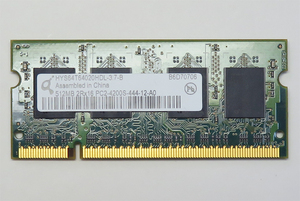 ノートパソコンメモリ 512MB 2Rx16 PC2-4200S-444-12-AO(中古品)