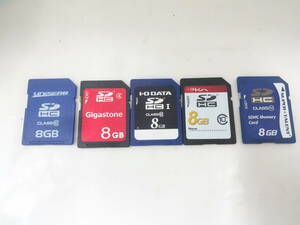 I-O DATAなど　SDHCメモリカード　8GB　5枚セット　中古動作品