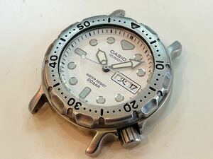 CASIOカシオ メンズ ダイバー クォーツウォッチ 腕時計 20BAR ホワイト文字盤 動作未確認ジャンク