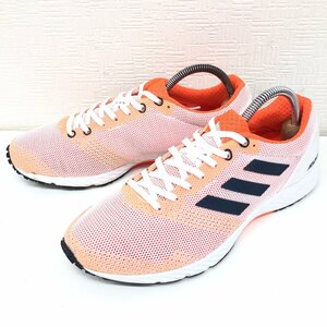 ●adidas アディダス アディゼロRC メッシュ ランニングシューズ 24.5cm ホワイト×ネオンオレンジ スニーカー トレーニング ジョギング