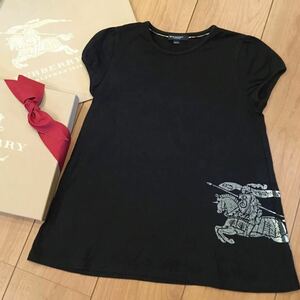 バーバリー　BURBERRY　カットソー　 Tシャツ　チュニック 春夏　130㎝　ビッグホースマーク　ブラック　黒