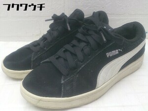 ◇ PUMA プーマ 364989 01 スマッシュ V2 L ローカット スニーカー シューズ 24ｃｍ ブラック ホワイト レディース