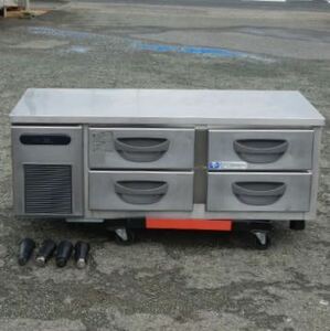 2010年製 フクシマ 冷蔵 低 ドロワー コールドテーブル TBC-40RM W120D60H58cm 126L 100V 80kg 2/3ホテルパン 2段 引出