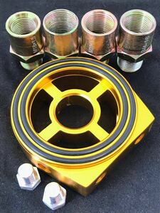 オイルブロック 油温計 油圧計 サンドイッチ型 センサー 1/8 ミゼット ネイキッド ソニカ ミラジーノ アルト ラパン 金属 ゴールド