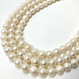 ［アコヤ本真珠ネックレス3点おまとめ］a ◎重量約121g 約8.0~8.5mm珠 真珠 パール pearl pink necklace accessory jewelry silver DA0