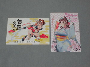 2020年　天野めぐみはスキだらけ!　ねこぐち　2枚セット　年賀状 サンデー52 サンデーs1 抽プレ 当選品