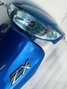 美品！ブルーメタリック外装　ライブディオ ZX AF34 AF35 ブルーヘッドライト　ハンドルカバー　フロントカバー　カウル　カバー　青