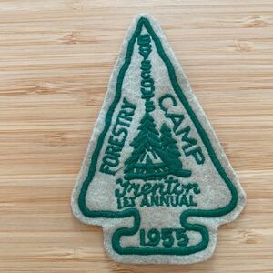 ワッペン パッチ キャンプ 1955 CAMP LAにて購入デッドストック 汚有 ビンテージ レトロ vintage アメカジ 7.5×11.2cm ボーイスカウト