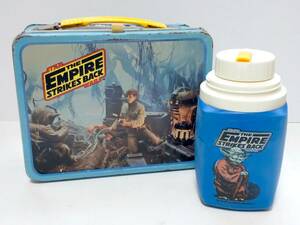 1980年 STAR WARS スターウォーズ 帝国の逆襲 サーモス製 ブリキ製 ランチボックス&水筒 ダースベイダー ヨーダ メイザフォース 当時物