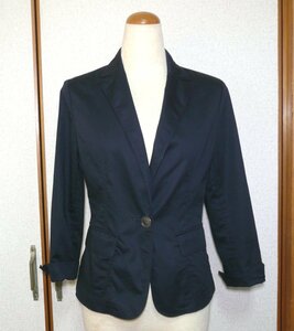 【イネド（INED）】日本製コットン混七部袖ジャケット　ネイビー（紺色）7～9号