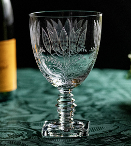 1929年～ フォストリア クリスタル Fern シダ エッチング ゴブレット ワイン グラス 酒 ビンテージ アンティーク アメリカ