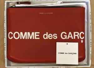 コムデギャルソン HUGE LOGO ロゴ ジップ 財布 ウォレット 赤　レザー Wallet COMME des GARCONS　箱　タグ付き