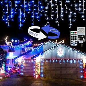 「1本2色切替」LEDイルミネーションライト つららライト10M 400球 カーテンライト クリスマス飾りライト【11パターン点灯防水 記憶機能
