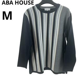 極美品 ABAHOUSE アバハウス ストライプ ニット カットソー 日本製 M