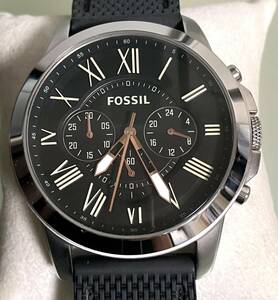 ★稼動品★使用感小★FOSSIL フォッシル★クロノグラフ★黒文字盤★FS4813★クォーツ★ラバーベルト★メンズ腕時計★