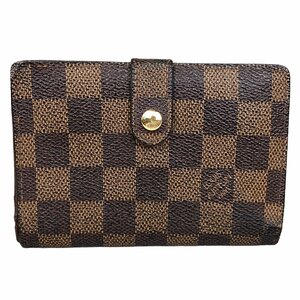 【1円～】ルイヴィトン LOUISVUITTON 財布 二つ折り 財布 がま口財布 ダミエ ダミエ ガマロ N61664 M10073 レザー ブラウン 中古