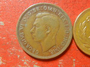 外国・イギリス／ハーフペニー青銅貨：ジョージ６世（1940年）　240513
