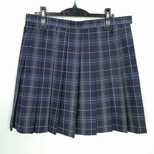 1円 スクールスカート 大きいサイズ 夏物 w78-丈46 チェック 埼玉進修館高校 プリーツ 学生服 制服 女子 中古 IN5441