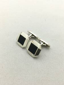 GEORG JENSEN　ジョージジェンセン　202　オニキス　スクエア　カフス　シルバー　アクセサリー　925【B836691】