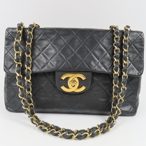 78870CHANEL シャネル デカマトラッセ ターンロック チェーンショルダーバッグ ココマーク ヴィンテージ ラムスキン ブラック