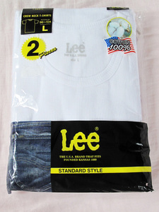 新品未開封 Lee リー クルーネック Tシャツ 2枚セット ワッフル 半袖 ショートスリーブ 無地 ホワイト L チェスト96-104