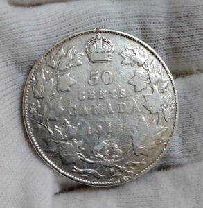 カナダ銀貨 ジョージ5世 50セント アンティーク ヴィンテージ　シルバーダラー 古銭 1912年