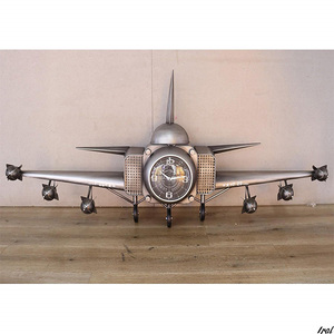壁時計 ヴィンテージ掛け時計 飛行機 インテリア掛け時計 ジェット戦闘機 レトロ 戦闘機 レトロ時計 金属時計
