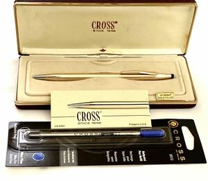 【超美品】 CROSS クロス 旧ロゴ クラシックセンチュリー 14金張り ボールペン ヴィンテージ 青純正リフィル付き（2）