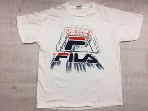 USA製 フィラ FILA オールド レトロ 90s 古着 アメカジ ストリート スポーツ ビッグシルエット 半袖Tシャツ メンズ L 白